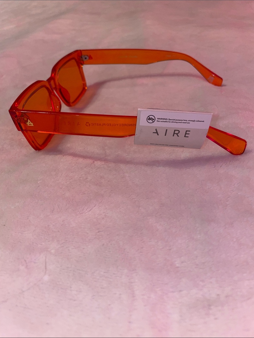 NWT Aire Castor Tangerine Rectangle Sunglasses - Picture 4 of 4